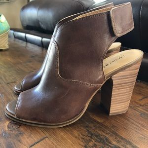 Lucky Brand peep toe block heels